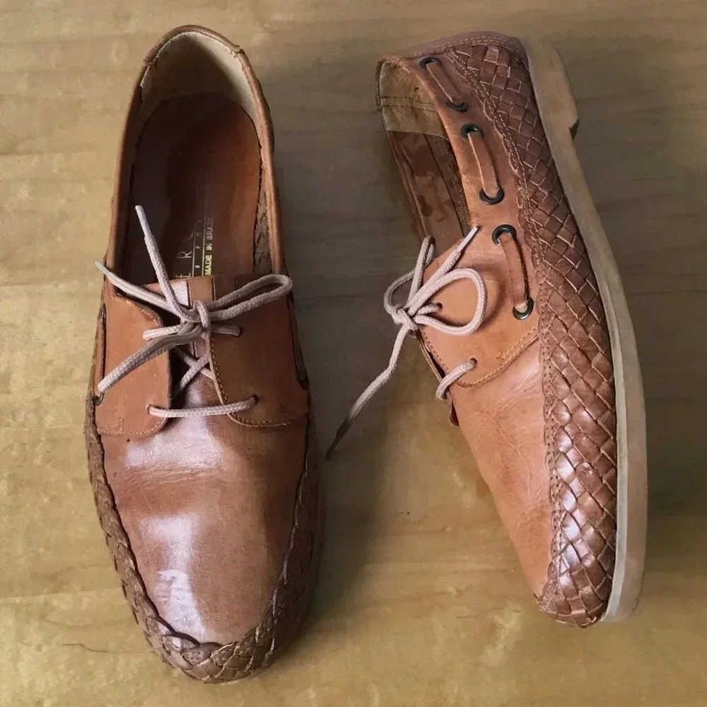 Cherokee 100% Braide Leather, Handmade , Shoes man made in brazil size  8.1/2 M